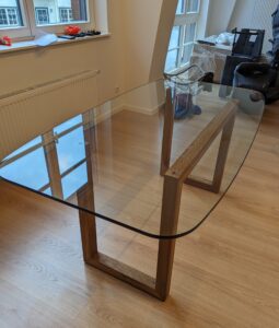 Eiche Tischgestell mit Glasplatte